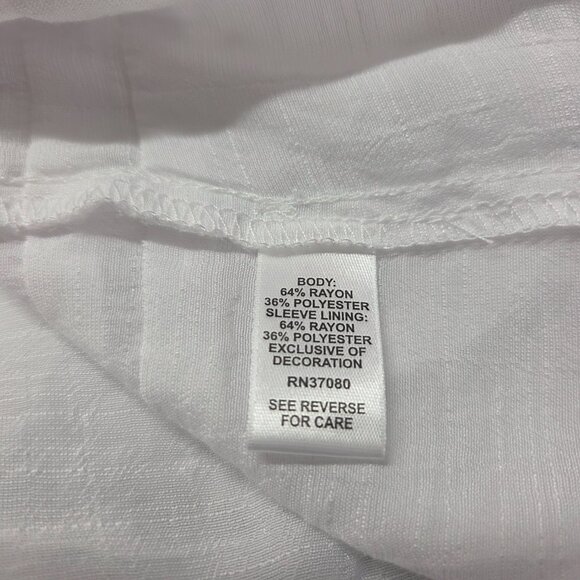 Cato 26/28 White Eyelet Square Neck Ruffle Flowy Balloon Sleeve Casual Blouse - Picture 10 of 11